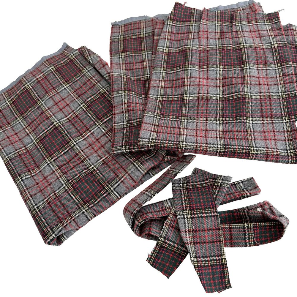 Vtg Pendleton Wool Deconstructed Skirt Remnants Tartan Plaid Gray Red Black